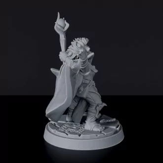 Dedicated fantasy set for tabletop RPG army - Gnome Female Warlock miniature with cloak and staff