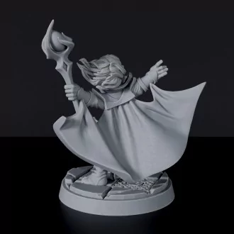 Miniature of magic Gnome Female Wizard - dedicated sorcerer set to army for fantasy tabletop RPG games