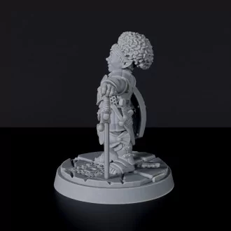 Miniature of Gnome Female Fighter with shield and sword - dedicated warrior set for fantasy tabletop RPG games and collectors