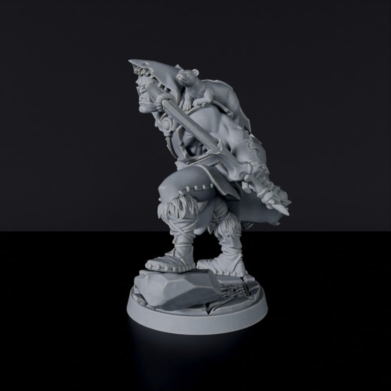 Half-Orc Male Ranger - warrior fantasy miniature - tabletop RPG games