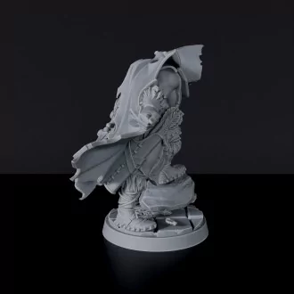 Dedicated fantasy set for tabletop RPG army - Half-Orc Male Ranger miniature of fighter with quiver, cloak and bow