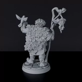 Miniatures of Half-Giant Male Druid with bird and staff - dedicated wizard set to army for fantasy tabletop RPG games