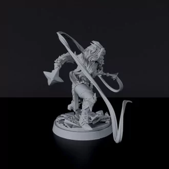 Dedicated fantasy set for tabletop RPG army - Tiefling Female Warrior ver. 2 miniature of fighter with arkan, lasso and mace