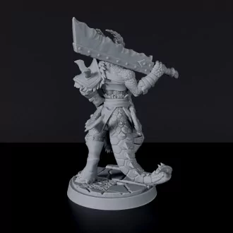 Warrior miniature of Dragonborn Female Barbarian - dedicated set to army for fantasy tabletop RPG games
