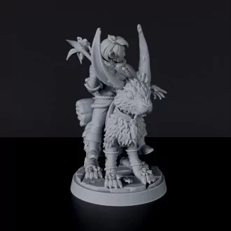 Dedicated set for fantasy tabletop RPG army - Gnome Female Druid miniature with cloak and wand