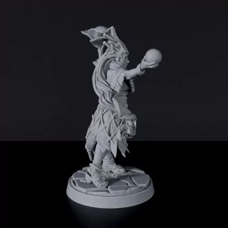 Dedicated fantasy set for tabletop RPG army - Elf Female Druid miniature with staff and sphere