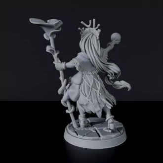 Miniature of Elf Female Druid with sphere and staff - dedicated set to army for fantasy tabletop RPG games