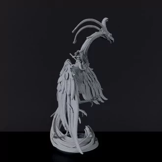 Dedicated set for Bloodfields Mythborn Yokai army - fantasy miniature of Takiyasha on Suzaku warrior with sword on flying bird