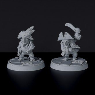 Miniatures of pirates Bongos & Choppa Blackwaters goblins with sword and hat for Bloodfields Bloodsail Ogres army