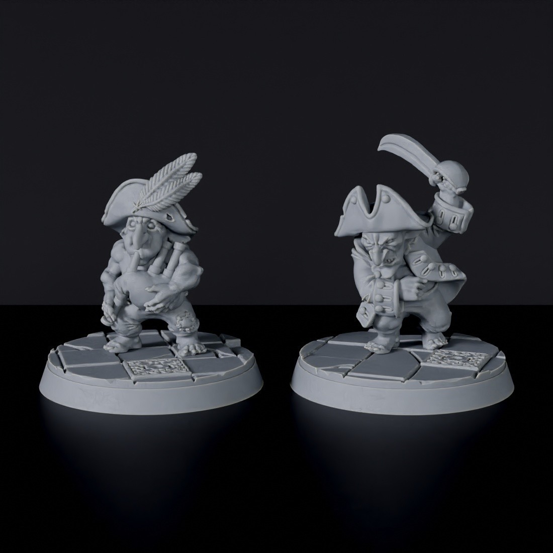 Miniatures of pirates Bongos & Choppa Blackwaters goblins with sword and hat for Bloodfields Bloodsail Ogres army Bongos & Choppa Blackwaters